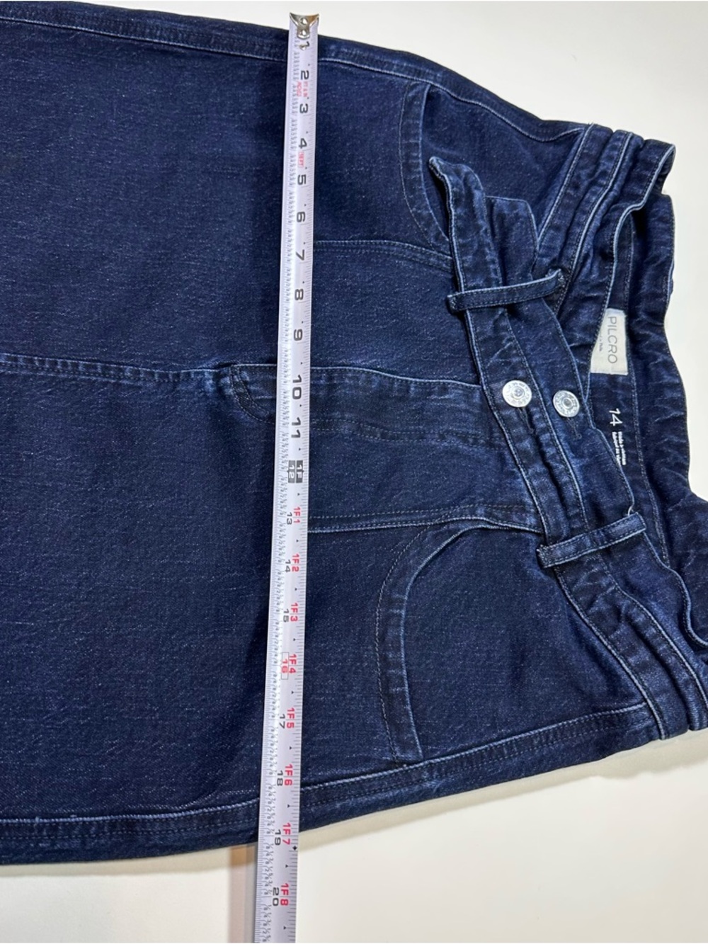 Anthropologie Pilcro Skirt Women’s Size 14 The Arden Double-Waist Midi Dark Wash - Picture 5 of 16